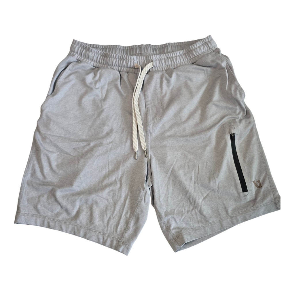 Vuori Sunday Performance Shorts Mens Small Gray Heather Knit Athletic Zip Pocket